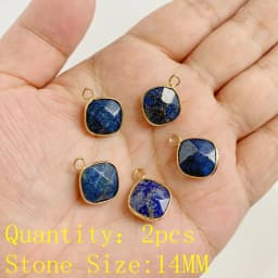 2PCS Natural Blue Lapis Lazuli Stone Gem Pendant Connector Charm For DIY Woman Men Jewelry Making Accessory Wholesale
