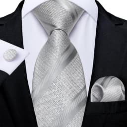 New Formal Ties Classic Blue Striped Necktie Handkerchief Cufflinks Gift For Men Wedding Tie Cravate Gravatas