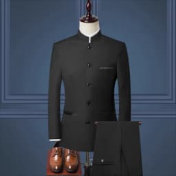 (Jacket+Pants) Men Fashion Simple Wedding Suit Black / Blue / Wine Red 2026 Homme Stand up Collar Business Social Dress 2 Piece