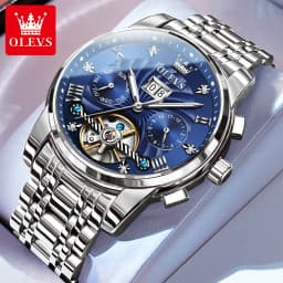 OLEVS Men's Watch Luxury Skeleton Automatic Mechanical Watch Original Waterproof Stainless Steel Men's Watch Reloj Hombres 9910