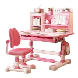 2Pcs/Set Kids Study Desk Chair Set, Height Adjustable Children School Study Table Chair Set with Sitting Corrector Desk