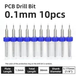 TOOLEYE 10pcs 0.1-1.0mm PCB Drill Bit Micro Carbide Drill Bit Printed Circuit Board Wood Modeling Mini CNC Metal Drill Bit Set