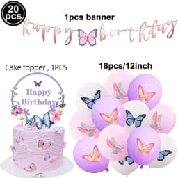 1set Pink Butterfly Balloons 32inch Number Balloon Set Happy Birthday Butterfly Foil Balloon Baby Shower Birthday Party Decors