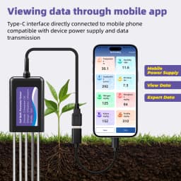 Yieryi 8-in-1 Smart Soil NPK pH EC Temp Moisture Sensor App Data Logger Tester Fertility Meter for Garden Agriculture Lawn IP68