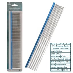 OITABI 24.5cm Extra-Long Professional Pet Grooming Comb with Long Tooth, Semi-Dense & Semi-Wide Row Comb for Cat Dog Round Tooth