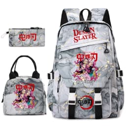 Demon Slayer Anime Backpack Set for Girls Demon Slayer 3Pcs School Bag Lunch Kit Pouch