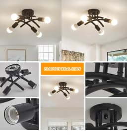 Retro-Style Wrought Iron Pipe Pendant Light, Industrial Art Pendant Lamp for Modern Living Room and Bedroom Lighting Decor