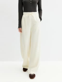 FSLE 2026 Fall Women's High Waisted Barrel Leg Soft Brushed Fleece Jogger Pants - Straight Cut Casual Pants for Daily Wear