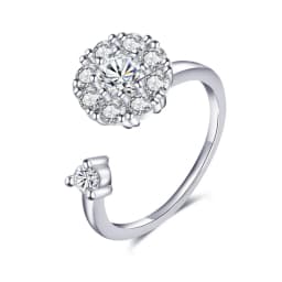 SMJEL Flower Shiny Rhinestone Rotatable Fidget Spinner Ring for Women Anti Anxiety Butterfly Animal Design Anti Stress Accessory