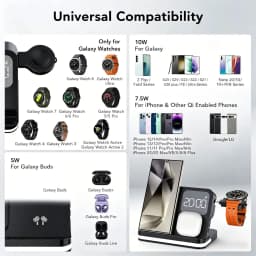 4 in 1 Wireless Charger Alarm Clock Stand For Samsung S26 S25 Galaxy Watch 8 7 6 5 Active 2 Buds4 Pro 3/2 Fast Charging Station