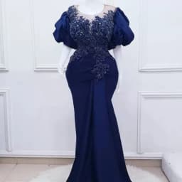 Plus Size Arabic Aso Ebi Navy Blue Mermaid Prom Dresses Lace Beaded Crystals Evening Formal Party Birthday Gowns Customized 2025