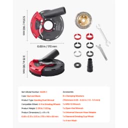 SucceBuy Grinding Dust Shroud for Angle Grinder Universal 4-5in with 6 Clamping Washers& 5in Diamond Grinding Cup Wheel for Wall