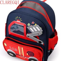 3-6 Year toddler backpack The babys shoulders preschool backpack Childrensfavorite fire truck cartoon style toddler backpack boy