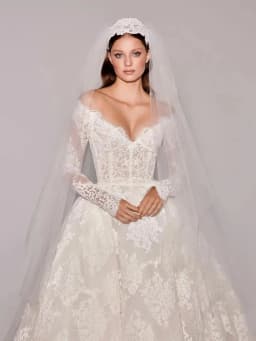 Customized Elegant Wedding Dresses V-Neck With Full Floral Appliques Long Sleeve Bride Wedding Dress Vestidos De Novia