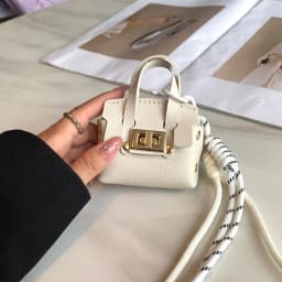 Mini Coin Purse Bag Pendant Cute Square Handbag Earphone PU Leather Creative Car Key Chain Pendant Decoration Multi-functional
