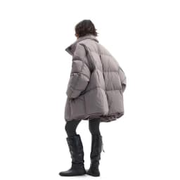 Women's Mid-Length Oversized down Jacket with Stand Collar, Warm Oversized Jacket Filled with White Duck Down, New Winter 2025 Model