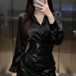 2026 Spring Summer New Two Pieces Set A-Line Skirt Women Fashion High Waist Sexy Skirt Long Sleeve Shirt Tops + Short Skirt Suit