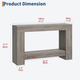 120cm/160cm Long Farmhouse Wooden Console Table 2-Tier Large Sofa Table with Storage for Living Room Entryway Entry Hallway
