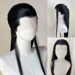 Ashely Widow's Peak Wig Black Lace Front Wig 26inch 13*4 Synthetic Lace Wigs Straight Hair Heat-resistant Fibers Cosplay Wigs
