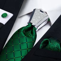 DiBanGu Business Plaid Black Solid Luxury Elegant Silk Ties for Men Designer Tie Buckle Handkerchief Cufflinks Wedding Accessory