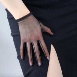 Solid Simple Black White Elasticity Mesh Wedding Bridal Short Gloves Transparent Ultra Thin Women Etiquette Stage Performances