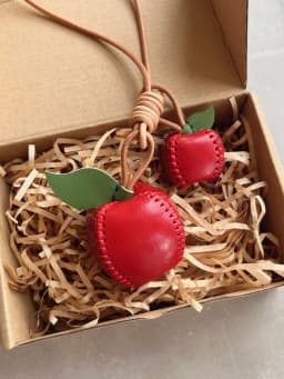 Genuine Leather Handmade Pendants Suitable for Bags Handbag Backpacks,Cute Leather Bag Charms Fruit Keychain Accessories