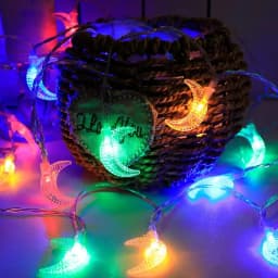 1pack Ramadan Decor Moon String Lights Battery Operated LED Ramadan Mubarak Lights For Crescent Party Home Garden Living Rooms