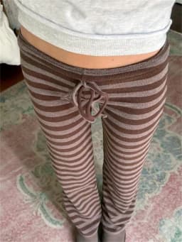 Women's Stripe Flared Pants Low Waist Straight Long Trousers for Spring Fall Casual Stylish