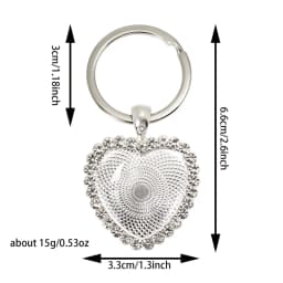 Personalized Custom Crystal Peach Heart Keychain Cabochon Pendant Key Ring Baby/Mom/Dad /Couple/Family Gathering Souvenir Gift