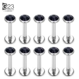 10Pc 20/18/16g G23 Titanium Piercing CZ Lip Labre Earrings Set Lip Stud Ring Tragus Free Spiral Cartilage Piercings Body Jewelry