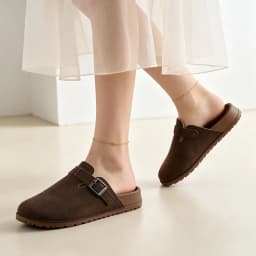 Women Large Size Closed Toe Mules Adjustable Buckle Slip‑on Slippers Ladies Casual Daily Flat Slides For Outdoor Walking