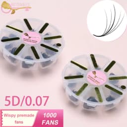 1000 Fans Wispy Pointy Base Loose Premade Volume Fans 5D 7D Matte Black Hand Made Faux Mink Russia Volume Eyelashes Extensions