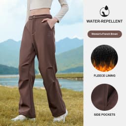 GOLDEN CAMEL Men's Hiking Pants Workwear Warm Plus Fleece Pant Straight Paratrooper Loose Sport Trousers Outdoor Water-repellent