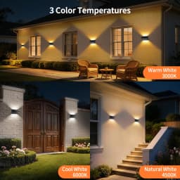 intelamp 2 Pack Outdoor Solar Wall Lights Dusk To Dawn Fence Deck Patio Light 3 Colors Mode With Remote For Wall Terraces Fences