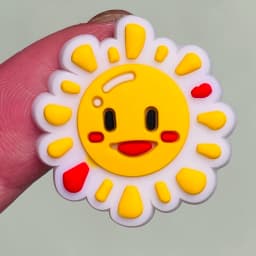 Good Quality 1pcs Kawaii Sun Expression PVC Shoe Charms Sandals Shoes Accessories Shoes Ornament Fit Kids DIY Party Xmas Gift