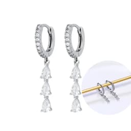 925 Sterling Silver Ear Needle White Zircon Silver Series Earrings ins Tassel Pendant Hoop Earrings For Women Advanced Jewelry