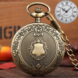 Royal Gold Shield Crown Pattern Quartz Pocket Watch Top Luxury Necklace Pendant Chain Steampunk Clock Collectibles Jewelry Gifts