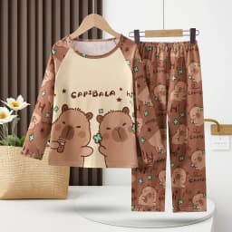 2PC/Set Boys Pajamas Sets Kids Pjs Toddler 3 to 4 5 6 7 8 9 10 11 12 Years Long Sleeve Capybara Funny Pijamas Children Clothing