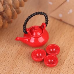 1:12 Tableware Teapot Coffee Cup Saucer Tray Plate Tea Set Pot Kitchen Decor Dollhouse Miniature Christmas Gift Doll Accessories