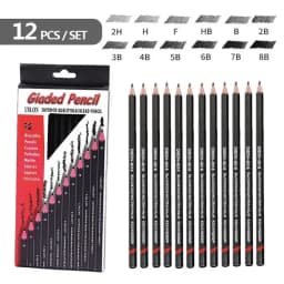 12 PCS/SET 2H-8B Wooden Lead Pencils Set Professional Drawing Journal Writing Pencils for School Smooth Writing