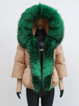 Women Coat White Duck Down Jacket Super Large Real Red Fox Fur Collar Hooded New Fashion Outerwear Puffer Jacket New