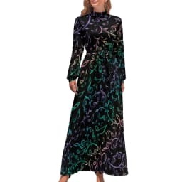 White Music Notes Dress Note Worthy Print Sexy Maxi Dress Aesthetic Bohemia Long Dresses High Waist Pattern Clothing