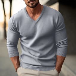 Autumn Winter Men's Knit Pullovers Solid Color V-Neck Slim Fit Long Sleeve Knitted Sweater Men Fashion Casual Pullover Sweaters