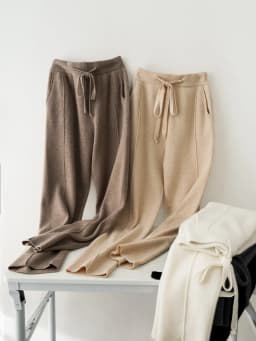ANGEL 100% Merino Wool Women's Medium Seam Pencil Pants Autumn Winter Cashmere Knitting Pants Simple Style Soft Warm Trousers