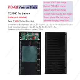 DIY Shell 6*21700 Battery Holder Power Bank Case Dual USB Mobile Phone Charger TypeC 21700 Battery Storage Box For Iphone Xiaomi