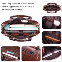 SCHLATUM Genuine Leather Briefcase for Men Large Capacity Laptop Bag's Men's Office Business Handbag