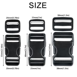 4 Sets Buckles for Straps, Release Buckle Plastic Clip Dual Adjustable, for Luggage Nylon Strap Webbing Outdoor Backpack