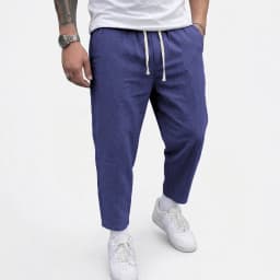 Mens Summer Solid Linen Cotton Blend Trousers Breathable Lightweight Casual Pants Loose Baggy Fit Beach and Sport Pants for Men