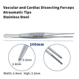 Stainless steel Vascula and Cardiac Dissecting ForcepsAtraumatic tips Tissue tweezers Microsurgical instruments