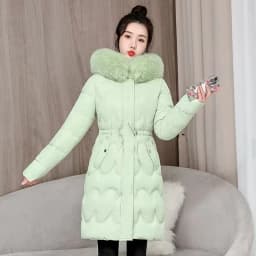 2026 Winter New Fur Collar Puffer Down Parka Loose Long Hooded Warmer Thicken Snow Jacket Pocket Zipper Outerwear Female